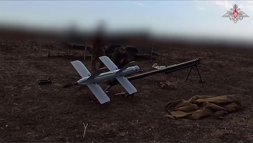 Ударный дрон "Ланцет". Скриншот кадра видео Минобороны России
